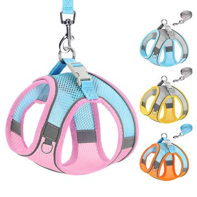 Nylon-Hundeweste, Geschirr und Leine, Set für Welpen und Katzen, Sommer-Netzgeschirr, reflektierend, verstellbar, für kleine und mittelgroße Hunde, Katzen, Chihuahua