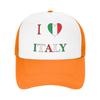 I Love Italy  Sun Hats  Trendy Unisex Adult Mesh Trucker Hat Dropshipping Design Kpop Rock Baseball Caps Birthday Gift