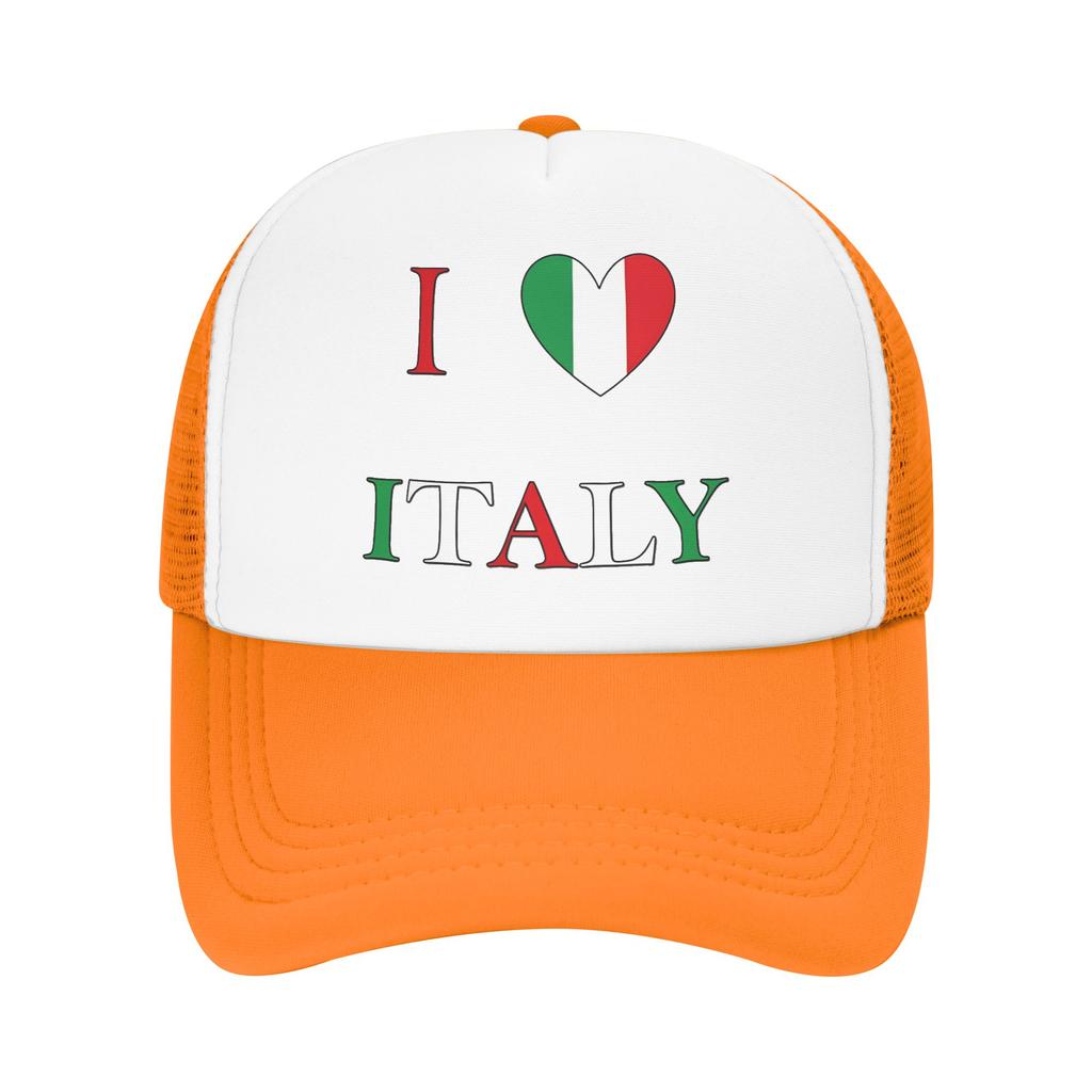 I Love Italy Sun Hats Trendy Unisex Adult Mesh Trucker Hat Dropshipping Design Kpop Rock Baseball Caps Birthday Gift
