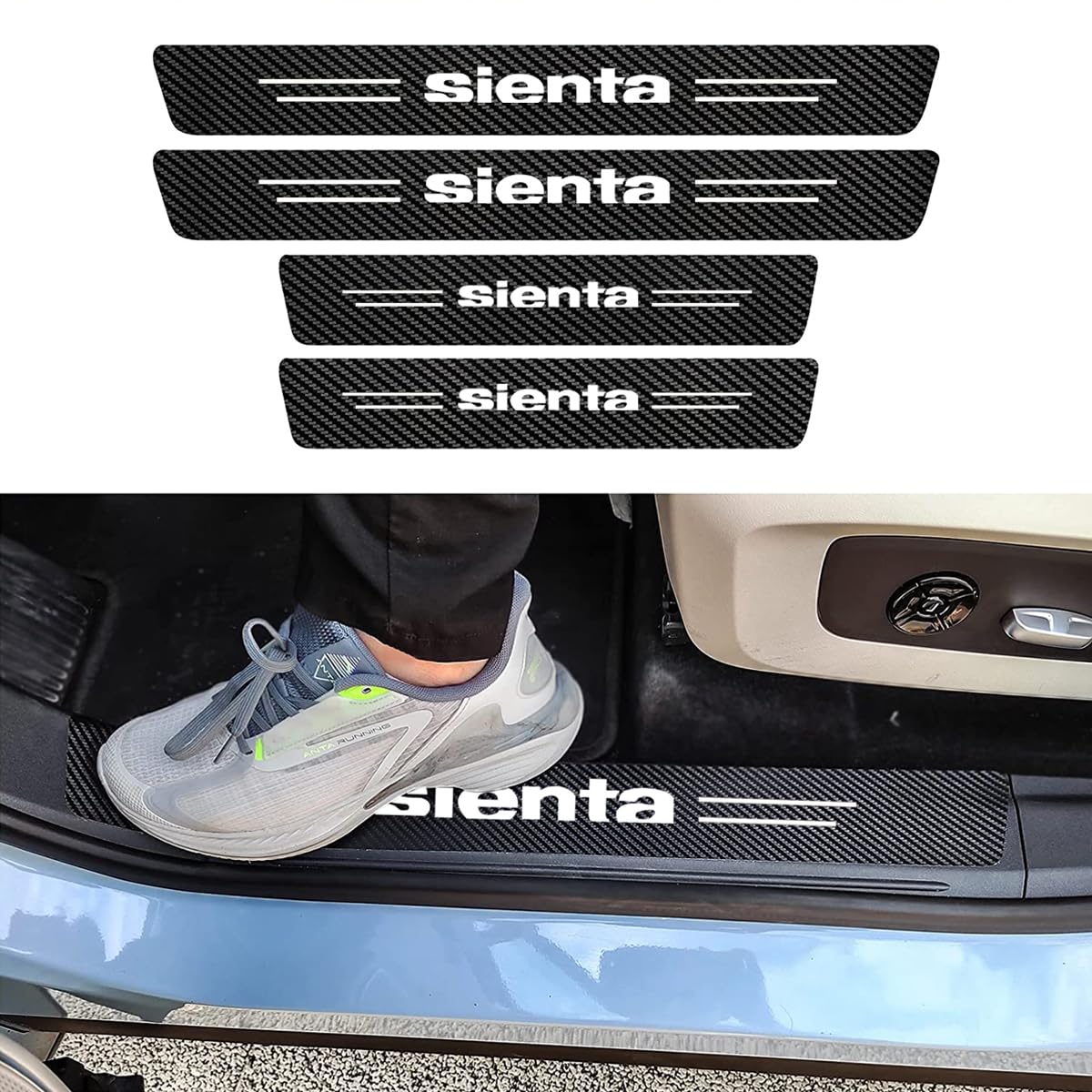 Sienta Side Step Guard, Car Door Guard Sticker, Made of Sienta чёрный