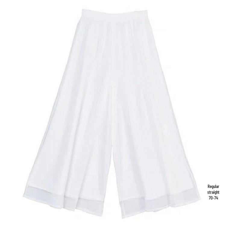 

New Chinese Style Wide-Leg Chiffon Hanfu Skirt Pants with Double-Layer Draped Ma Mian Skirt Lining. M (for 40-50 kg)