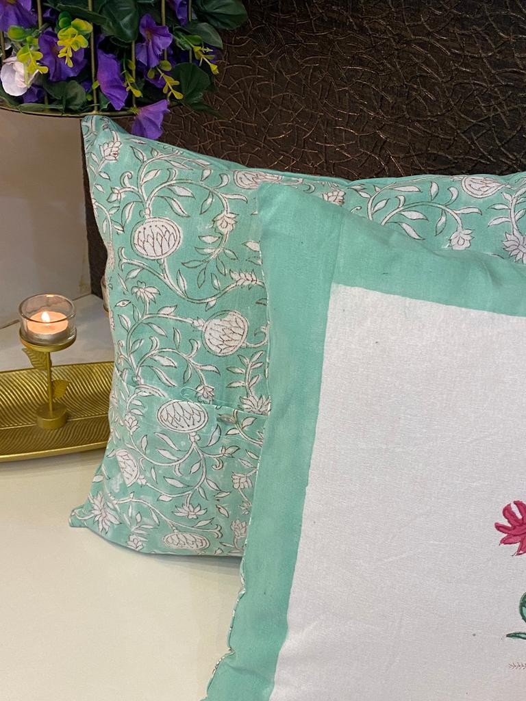 Pair of Handblock Printed Cushion Covers- 16*16 Inches (Copy)