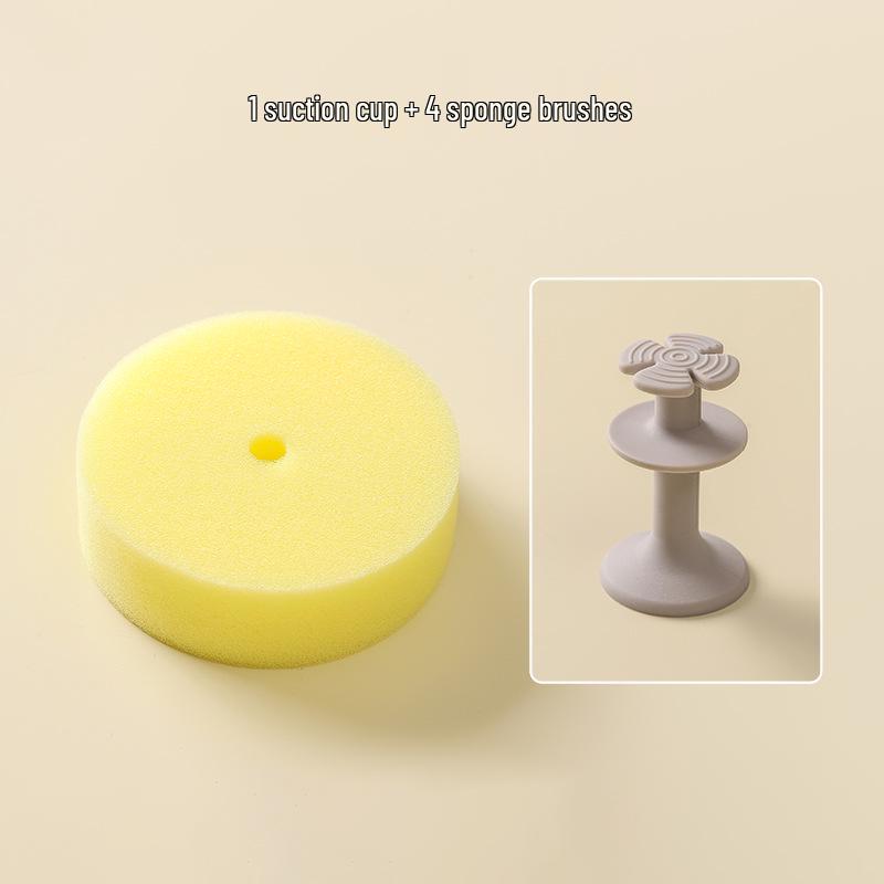 

Magic Double-Sided Suction Cup Dishwashing Sponge: Oil-Free Stain Removal, Scrubber & Scouring Pad for Pots and Bowls