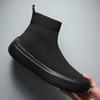 2025 new spring men's shoes versatile casual height-increasing canvas shoes men's high-top socks trendy shoes