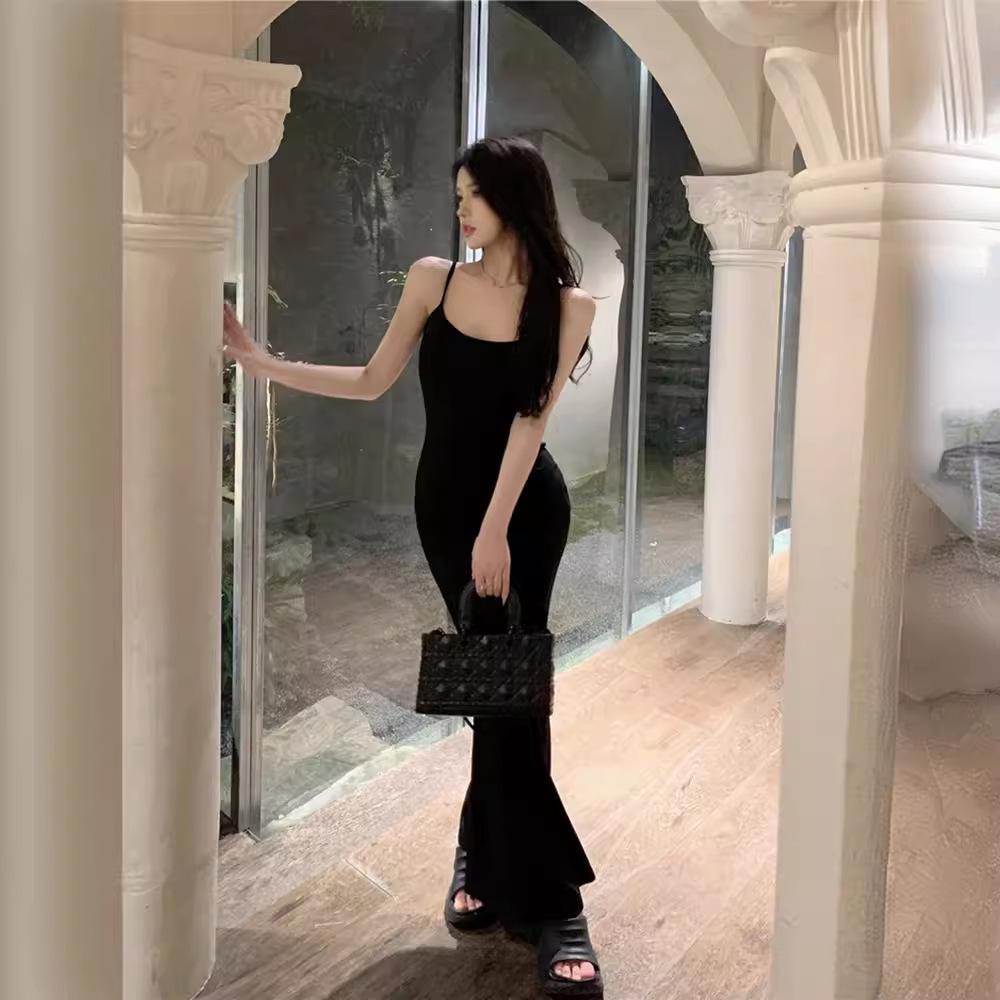 Dámské letní zeštíhlující bez rukávů bodycon midi šaty s rybím ocasem