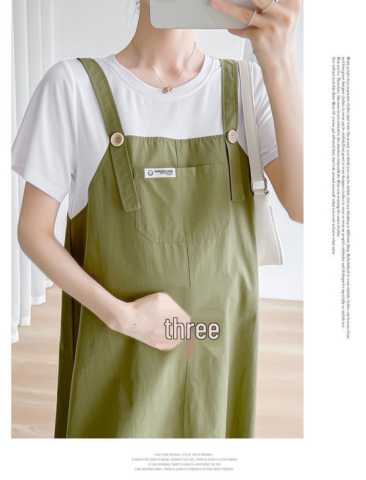 2023 Fashionable Loose Cotton Maternity Spliced Overalls Dress