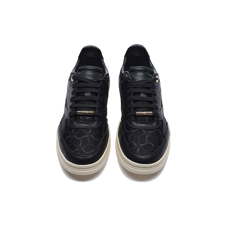 Li Ning Classic Series Fabric Leather Comfortable Casual Slip Resistant Wear Resistant Lightweight Low Top Skate Shoes Women Sneaker Black ALFR124-1