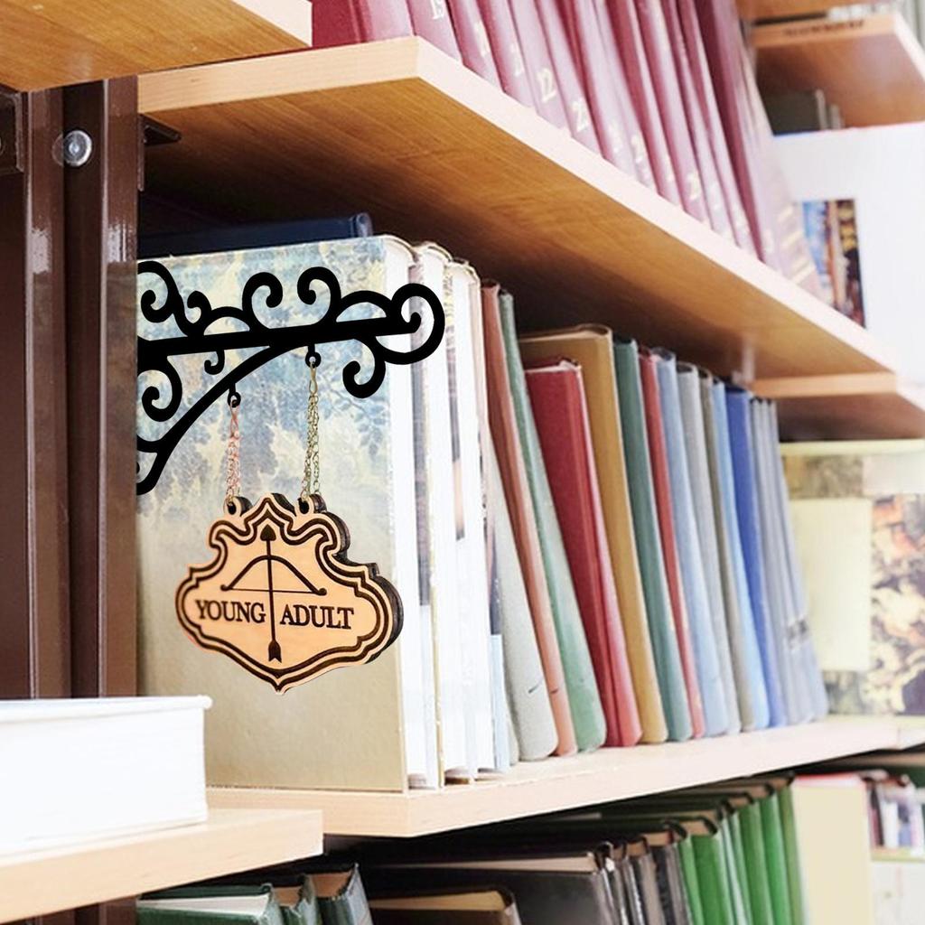 Book Nook Sign Book Genre Signs With Brackets for Bookshelf Easy Installation Divider Labels Library Supplies for Hotel