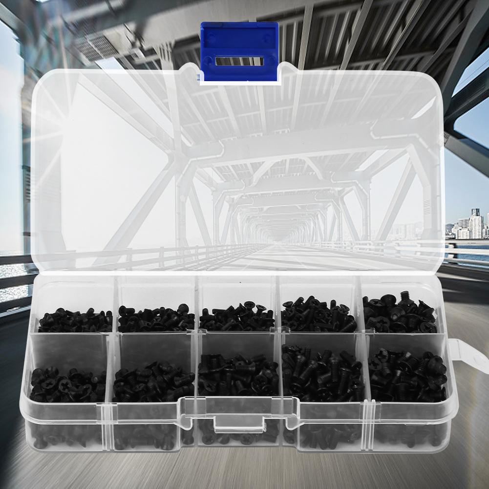 Flachkopf Maschinenschraube Kreuzschlitz Schwarz Kohlenstoffstahl Elektronikindustrie Befestigungselemente 1000 Stück