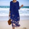 Women's Fashionable Printed Round Neck Seven Quarter Sleeve Loose Dress