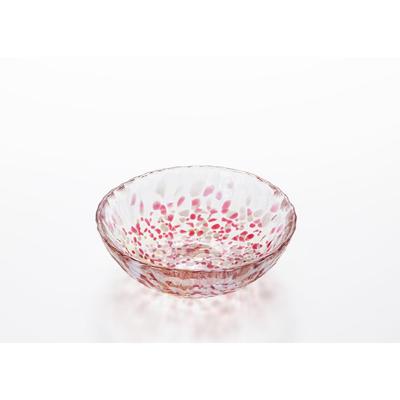 ADERIA Tsugaru Vidro Tsugaru No Hana Shallow Small Glass Bowl Ringo Apple Red Made In Japan F75750