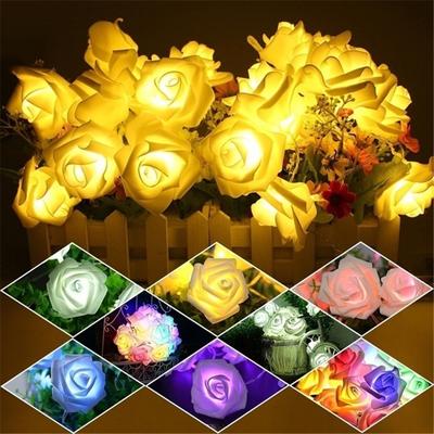 1PC 20LED Rose Blume Fee Licht String Party Weihnachten Dekoration Valentinstag Geschenk Batterie Betrieben