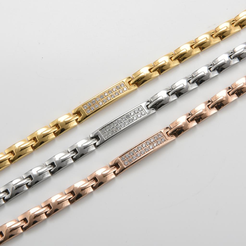 Simple Fashion Magnet Bracelet Men and Women Energy Zircon Bracelet Stainless Steel Bracelet