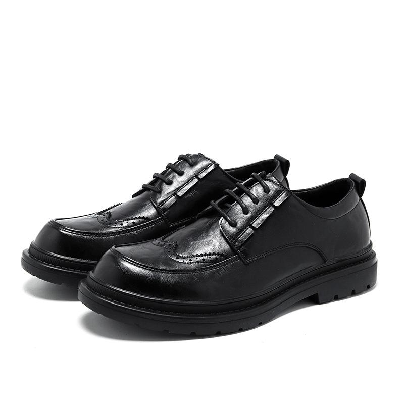 

Высококачественные мужские кожаные туфли 2025 года, новые осенние дышащие деловые повседневные туфли 85319-R 38 чёрный