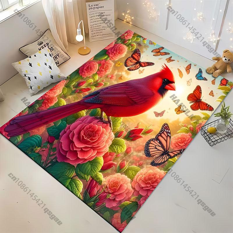 Red bird flowerscarpet Yoga living room room decor children's crawling mat doormat area rug games floor mat