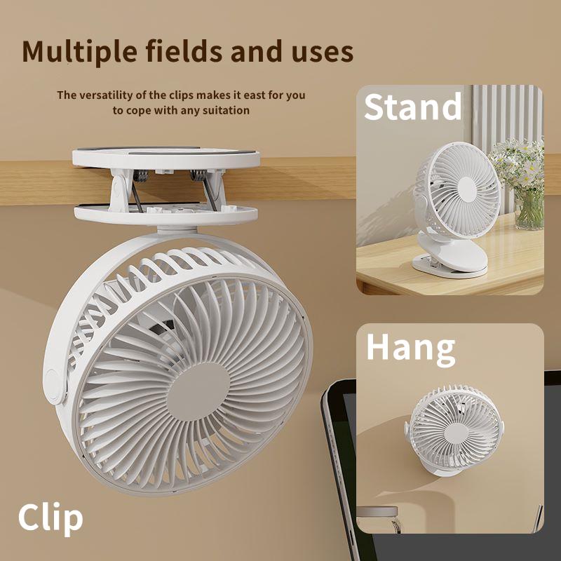 USB Clip on Fan, Portable Small Fan with Cord Powered, 4 Speeds Strong Airflow with Sturdy Clamp, Quiet Personal Desk Fan