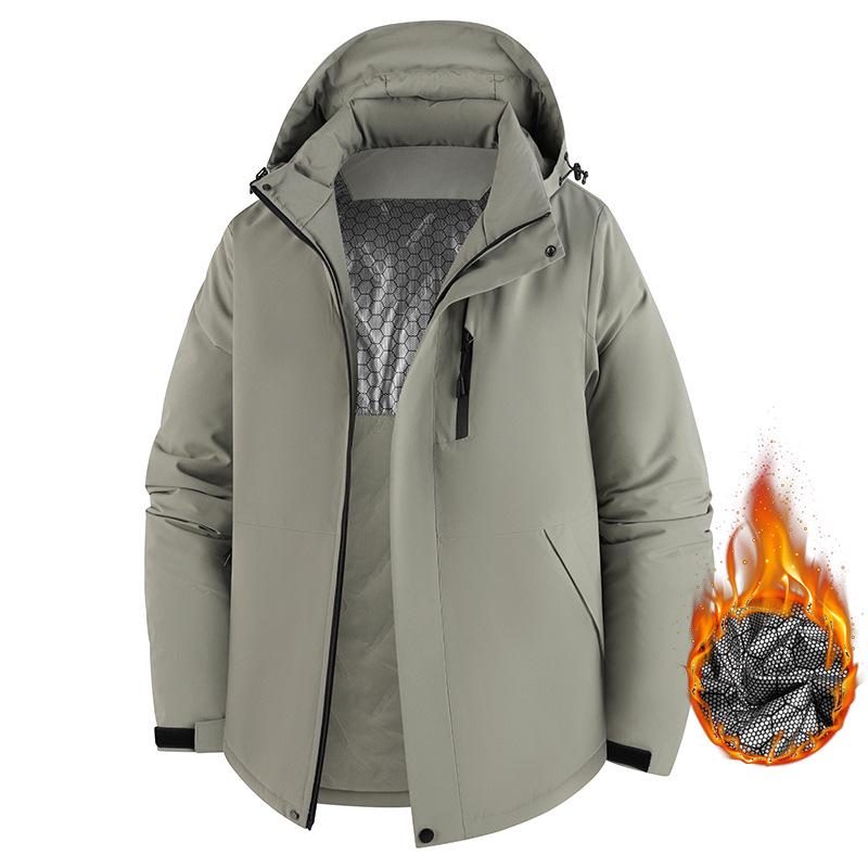 Unisex Fleece-Lined Graphene Quilted Jacket: Windproof, Waterproof, Cold Protection for Autumn/Winter Mountaineering 3XL