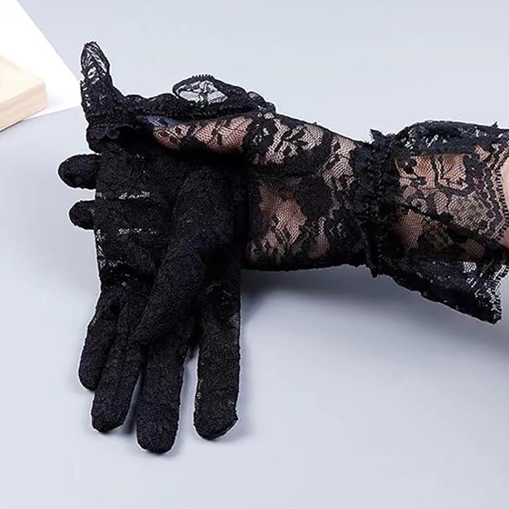 Halloween Bride Accessories Set with Red Rose Gloves Earrings and Stickers for Costume Photo Props