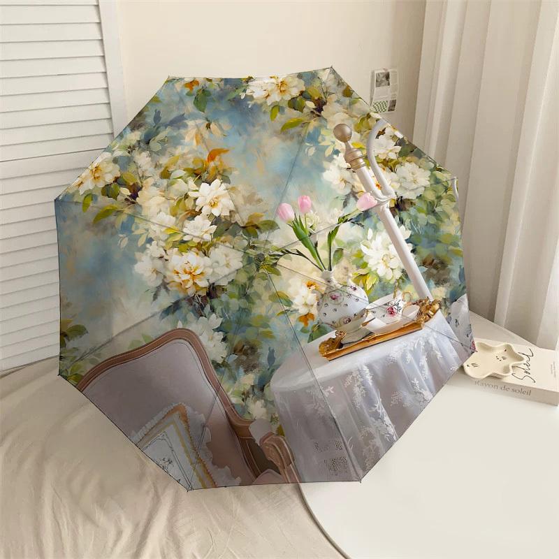 

1PC Floral wallpaper Umbrella-8-Rib Reinforced Portable Folding Travel Suitable for All Seasons Outdoor Daily Use Is an Ideal Choice -K0345