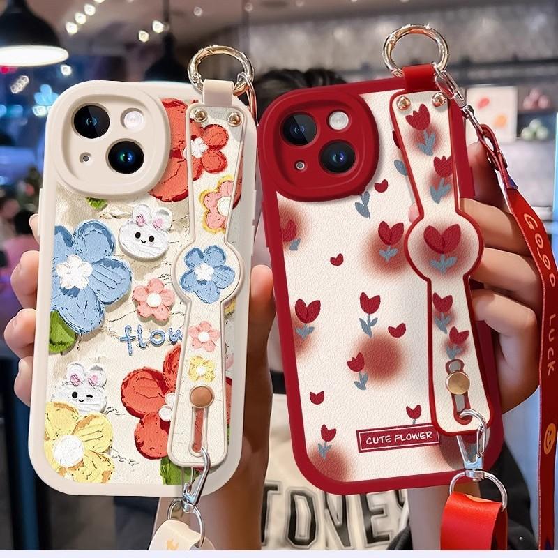 Customized Apple Mobile Phone Case 16 Pro Max Lanyard Sweet Girl Full Bag Crossbody Wristband iPhone 15 14 13 12 11 Plus Casing