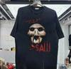2026 Creepy Vintage Mask Print Washed Black Tshirt Dark Horror Face Graphic Loose Oversized Short Sleeve Goth Tees