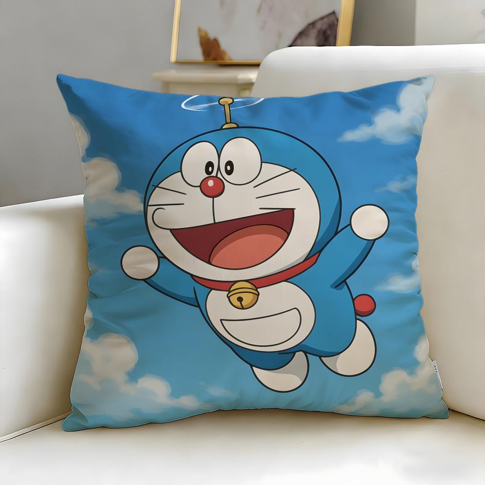 classic anime Doraemon Cushion Cover Soft  EasyWash Pillow Case  Versatile for Couch Bed Travel and Office