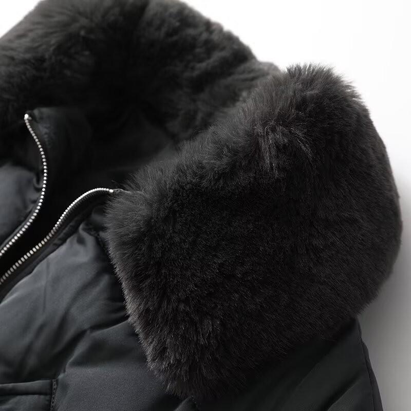 Womens Short Puffer Coat With Detachable Faux Fur Collar Slim Fit Warm Cotton-Polyester Blend Jacket Winter