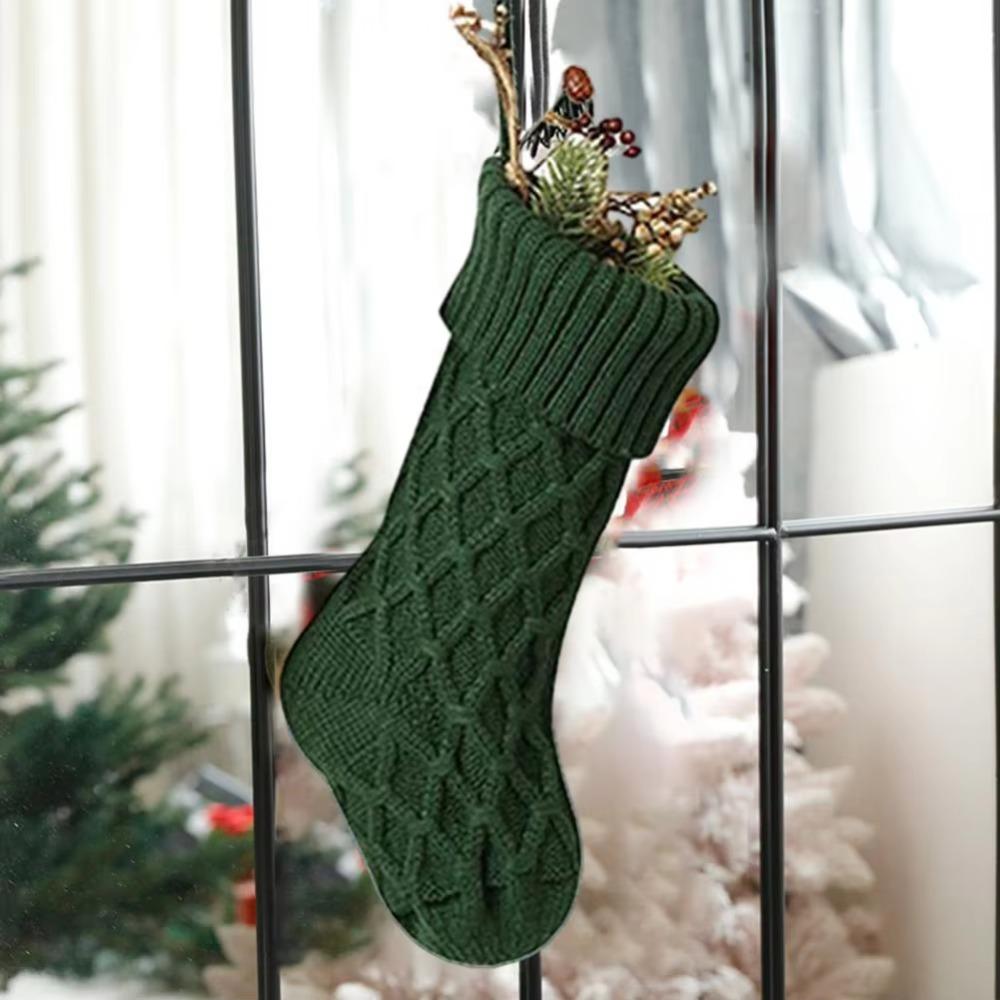 Large Size Christmas Gift Socks Reusable Xmas Gift Bag Knitted Christmas Stocking  Fireplace