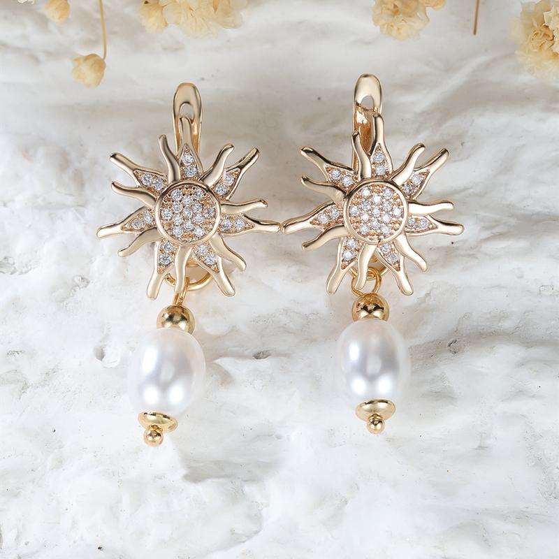 Модные серьги-подвески в виде цветка солнца для женщин — фото 4