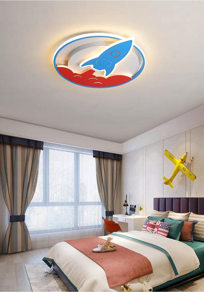 Rocket Remote Control LED Ceiling Lamp for Children's Bedroom