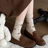 Winter Socks for Girls, Cartoon Puppy Plush Bow Wool Socks, Cute Mid-calf for Girls, Warm Girls