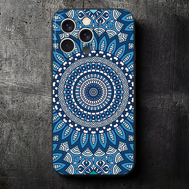 Mandala Style Pattern Soft Phone Case for iPhone 16 16E 17 Air 15 Pro Max 14 Plus 13 Mini 11 12 7 Black Cover Back Shell