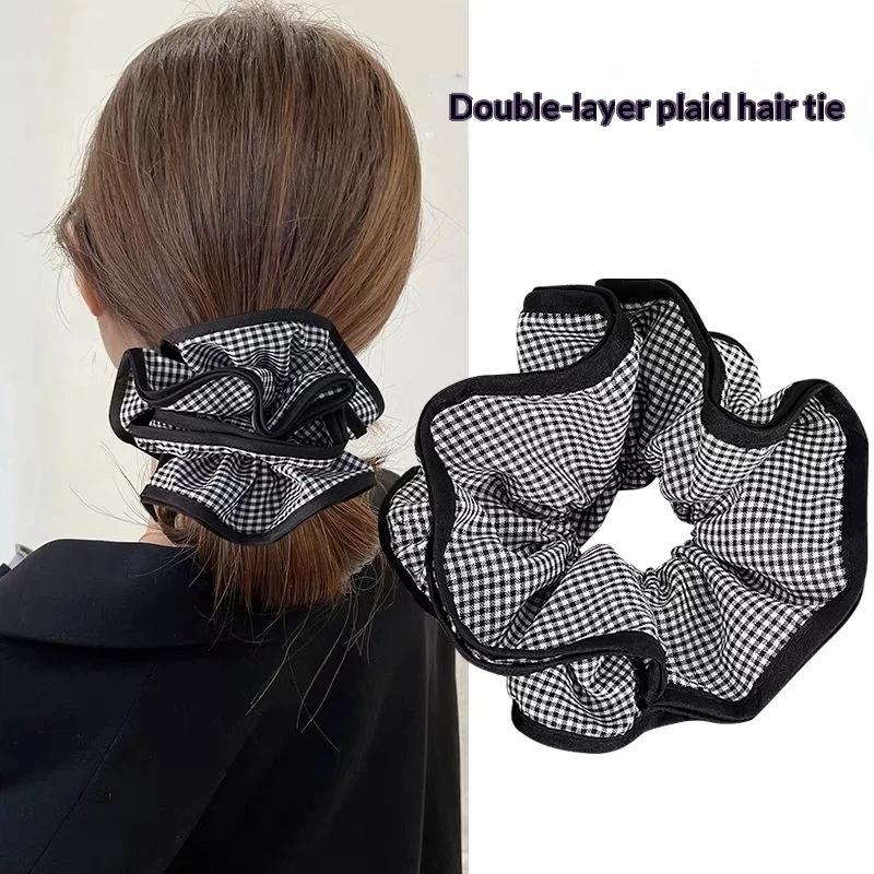 Maillard Karierte Spitzen-Haargummis Für Damen Mädchen Pferdeschwanzhalter Haargummis Elastisches Haarseil Haaraccessoires