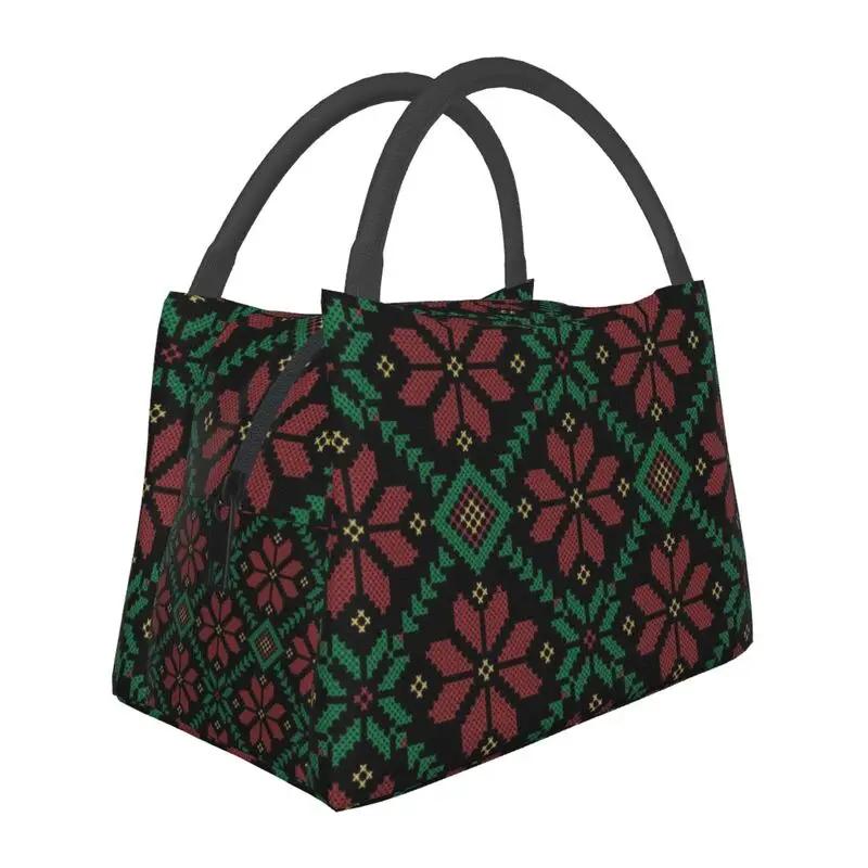 Embroidery With Arabic Calligraphy Thermal Insulated Lunch Bags Cross Lunch Tote Meal Food Box