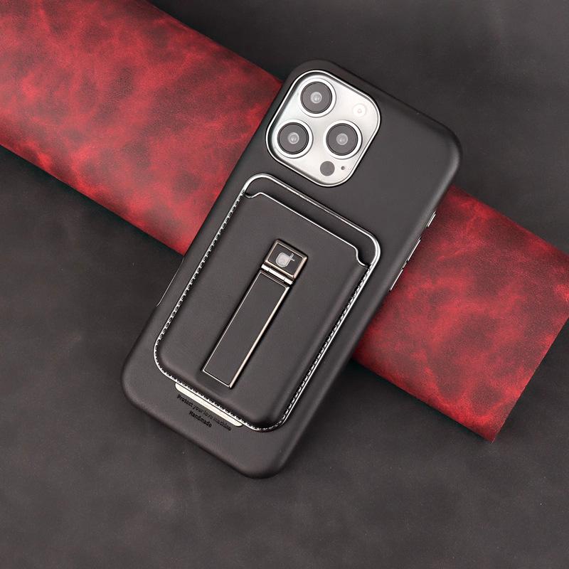 Applicable To Apple 15promax Phone Case Stand Card Magnetic Attraction IPhone16 Electroplated 14 Full Cover 13 Leather Case 12