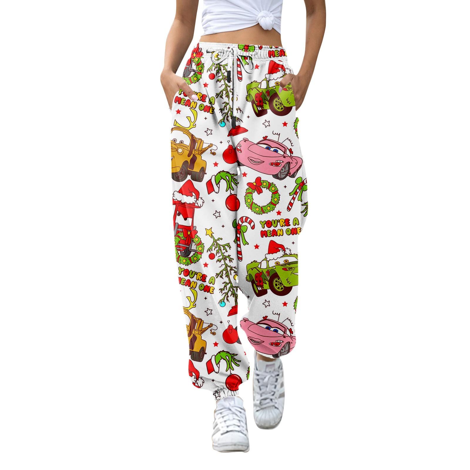 

Женские модные рождественские свободные спортивные брюки повседневного стиля на кулиске однотонные L