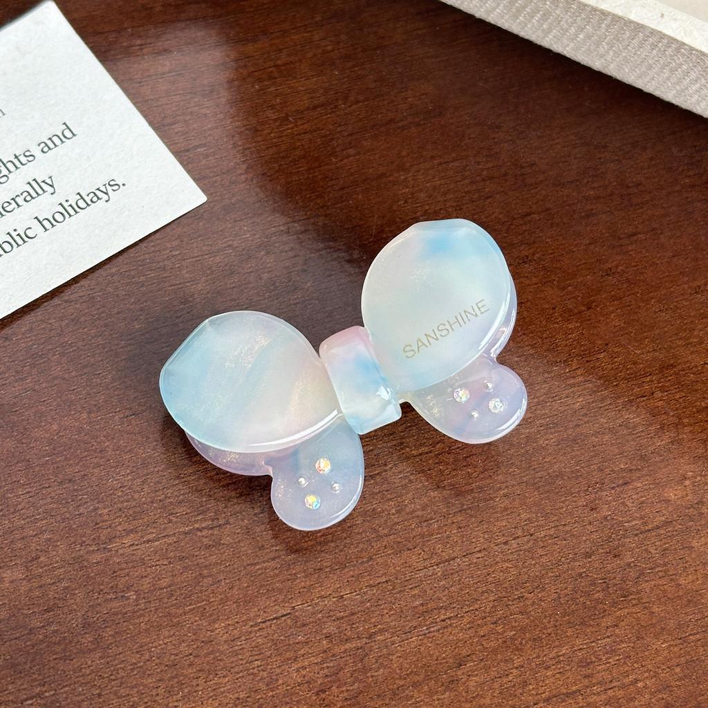 Trendy Rhinestone-encrusted Butterfly Duckbill Hair Clip In Dreamy Blue And Purple Color For Women