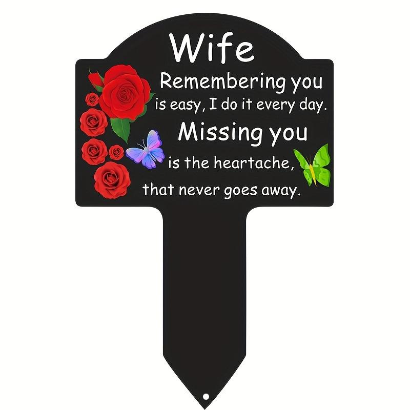 1pc Garden Memorial Stake for Mom/Dad/Brother/Mom and Dad/Husband/Wife and Other Relatives, Flower Butterfly Theme for Cemetery