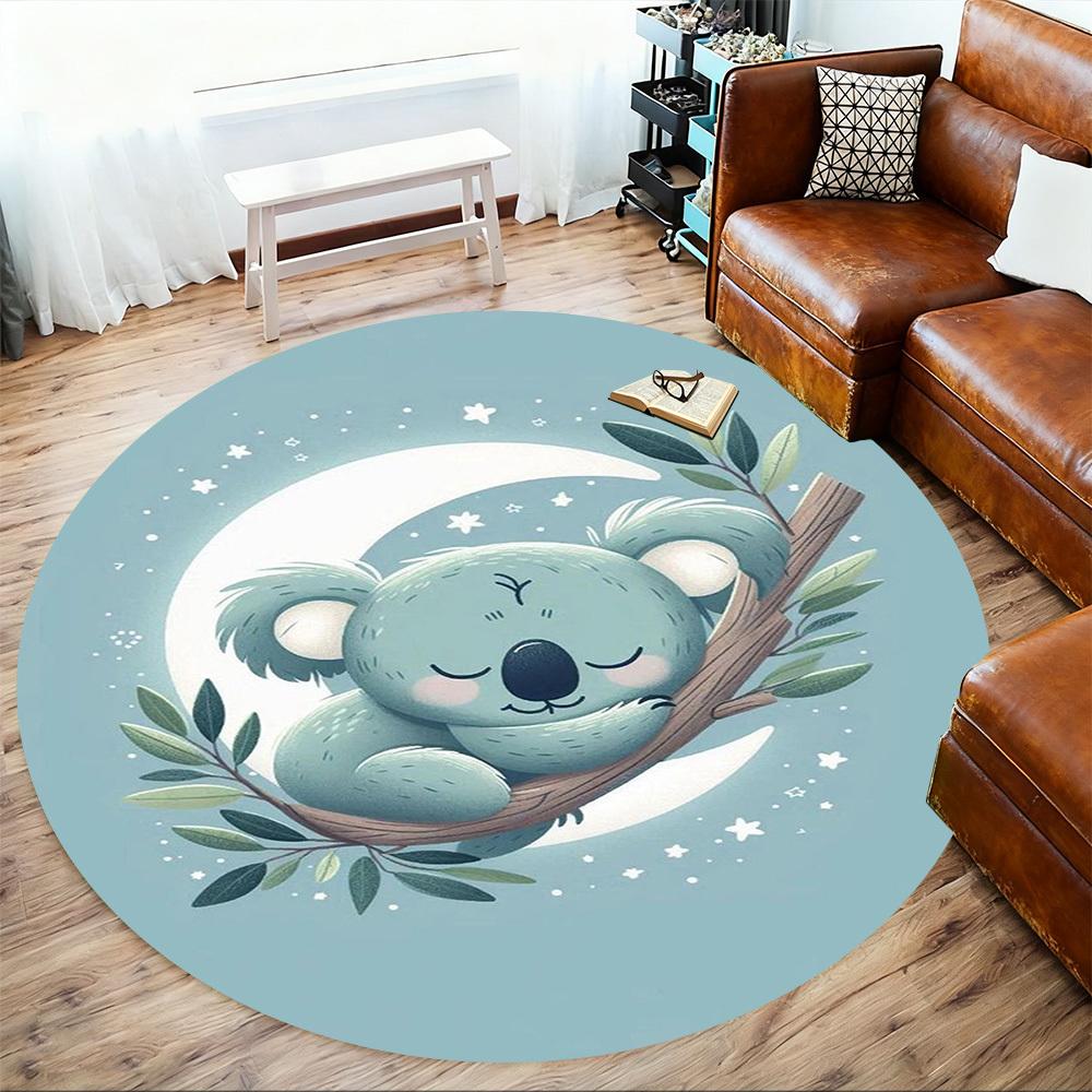 1PC Koala Moon sleep Night Round Chair mat Area Rug - Non-Slip, Floor Mat for Office, Bedroom, home decor Christmas Gift c0528084