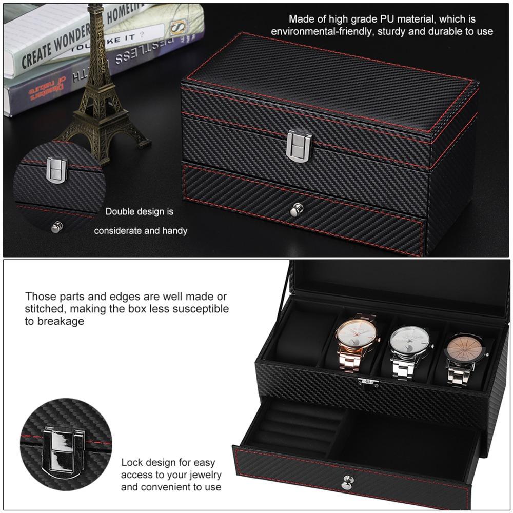 Black Jewelry Organizer Box 22.2 * 11 * 11.2cm Watch Box Portable Bracelet Box Jewelry Display
