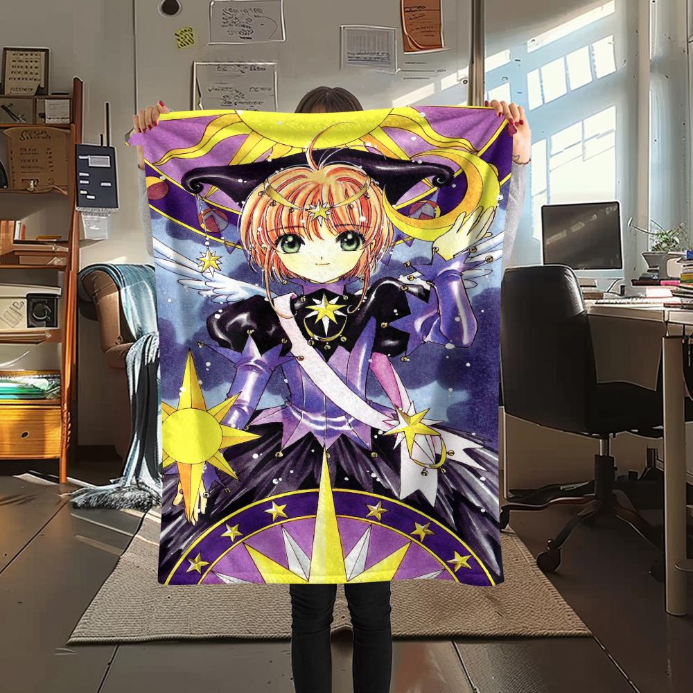 1Pc Cardcaptor Sakura Print Flannel Blanket, High Quality Comfortable for All Seasons, Home Decor, Warmth and Comfort, Perfect for Christmas Gifts