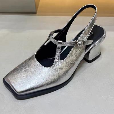 Fashion Summer High Heels Woman Sandals Square Toe Fashion Shoes Dress Elegant Women Pumps 2025 New Trend Brand Party Female Zapatillas