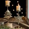 Iron Candle Holder Christmas Flower Star Snowflake Designs Vintage Metal Tealight Candle Stand Candlestick Table Decors