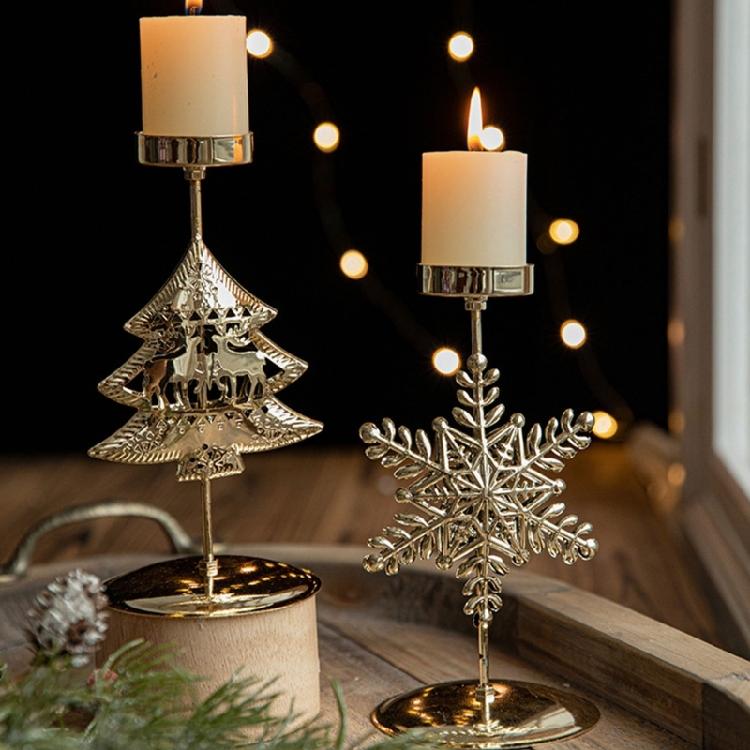 Iron Candle Holder Christmas Flower Star Snowflake Designs Vintage Metal Tealight Candle Stand Candlestick Table Decors