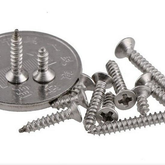 304 Stainless Steel Flat Head Self-Tapping Screws, KA Cross Countersunk, Sizes M1.2 to M3