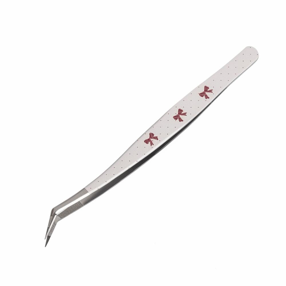 Stainless Steel Curved Stickers Tweezers High Precision Anti-static False Eyelash Tweezers Cartoon Bean Tweezers