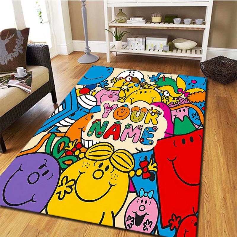 Mr Men Adventure Custom Name Carpet Rug For Living Room Bedroom Home Sofa Decoration Kids Play Nonslip Floor Mat