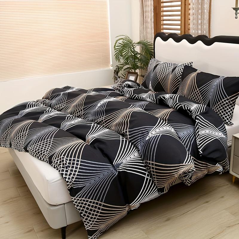 [Polyester Quilt Set] 3pcs Polyester Printed Floral Soft Skin-Friendly Quilt Cover Three-Piece Set Christmas Gift