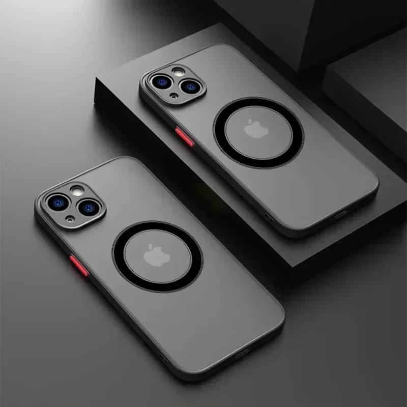 For For Iphone 16 15 14 13 12 11 Pro Max Plus Mini X XS Case Wireless Charge Magnetic For Magsafe Skin Matte Back Cover Shell Fundas