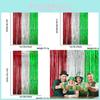 Festive Red Silver Green Tri-color Streamer Curtain Perfect For Irish Celebration Events